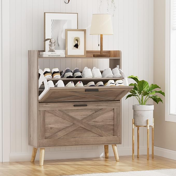 Homleke Farmhouse Shoe Storage Cabinet - Image 3