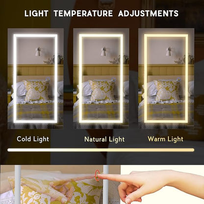 LAVIEVERT Jewelry Armoire with LED Lighted Mirror, Wall/Door Mounted Frameless - Image 3