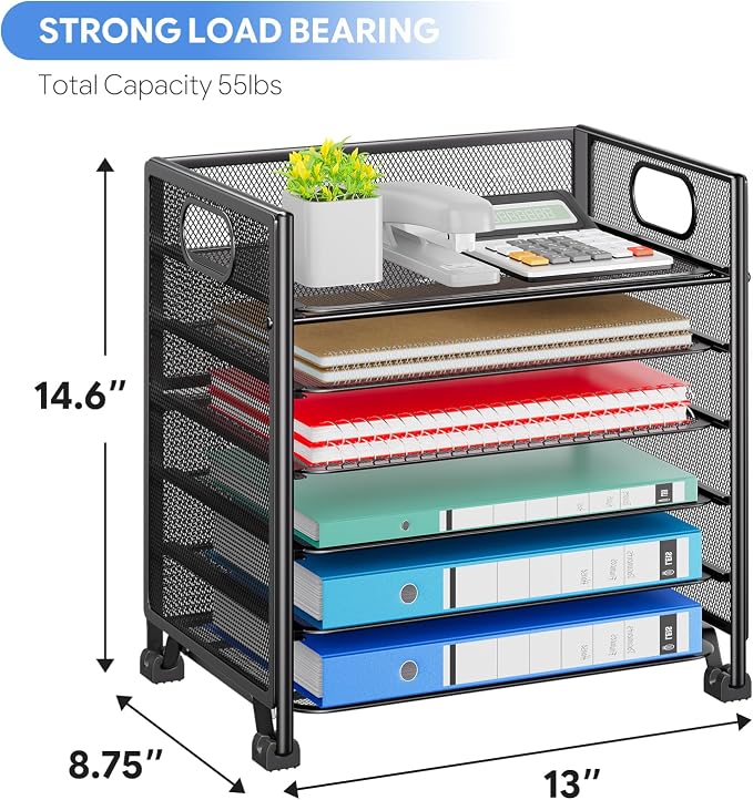 Simple Trending 6-Tier Letter Tray Organizer, Metal Mesh File Holder - Image 2