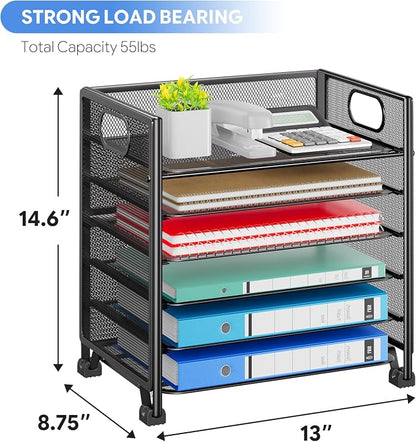 Simple Trending 6-Tier Letter Tray Organizer, Metal Mesh File Holder - Image 2