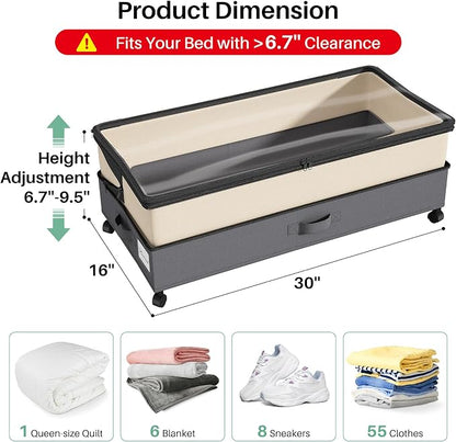 Kitstorack 4 Pack Height-adjustable Under Bed Storage - Image 2