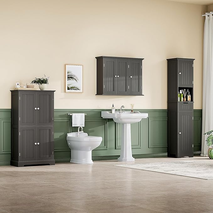 ChooChoo Laundry Cabinet with 3 Doors and Adjustable Shelves | 9.06"D x 31.1"W - Image 7