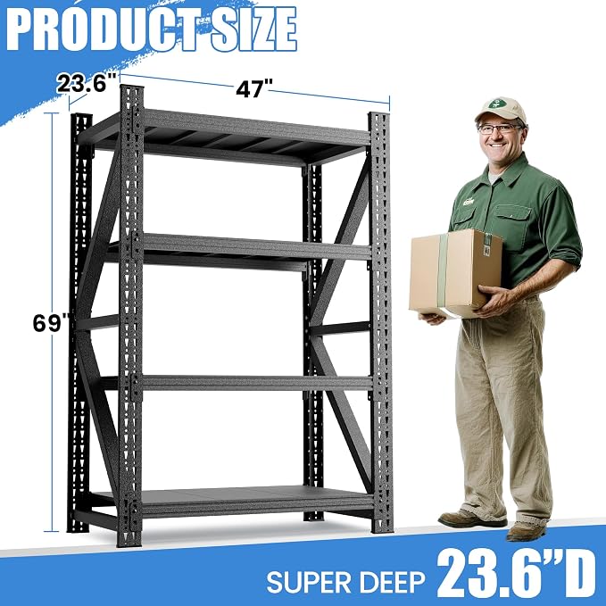 Heavy Duty Garage Storage Shelves, 4-Tier Large Industrial Shelving - Image 2