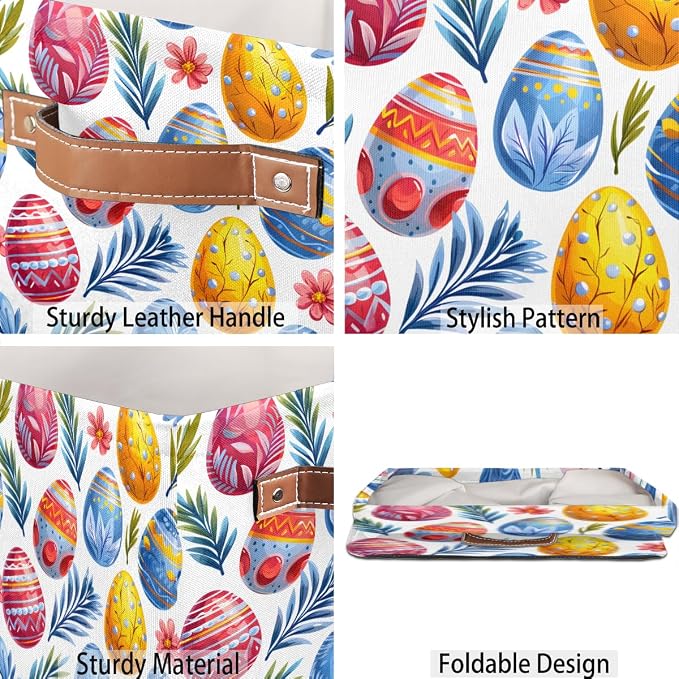 TropicalLife 13x13x13 Inch Large Fabric Storage Cube Easter Eggs Foldable - Image 5