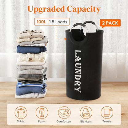 Lifewit 100L 2-Pack Large Laundry Basket, Collapsible Laundry Hamper - Image 4