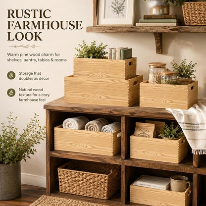5 Pack Wooden Crates for Display Nesting Wood Crate for Storage - Image 3