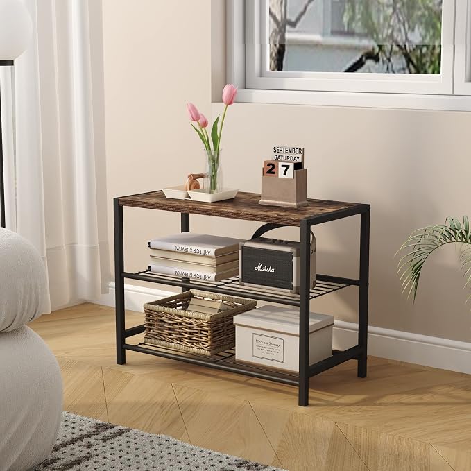 HOMEFORT 3-Tier Shoe Rack, Shoe Storage Shelf, Industrial Shoe Tower, Narrow - Image 9
