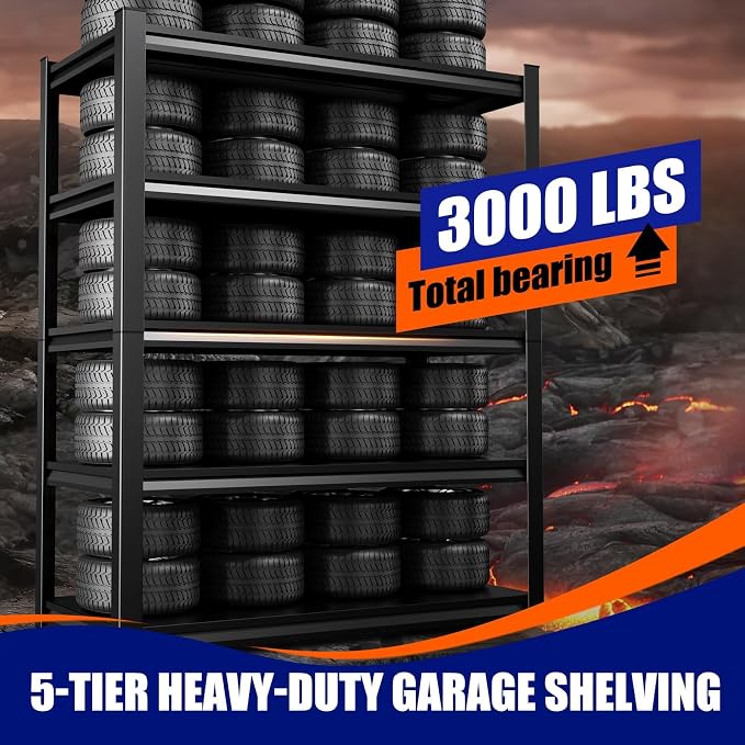 Set of 5 Garage Shelving Heavy Duty Storage Shelves, Metal Adjustable Shelving - Image 4
