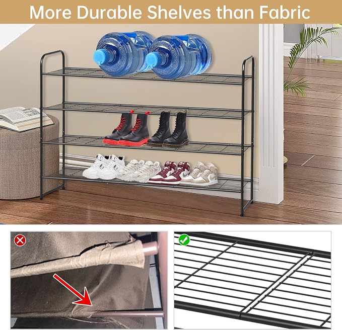 KEETDY 4-Tier Long Shoe Rack for Closet Metal Shoe Organizer for Entryway - Image 4