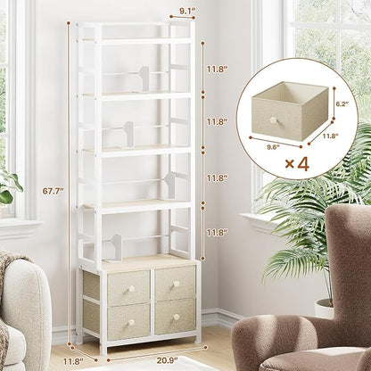 5 Tier Bookshelf, Modern Bookcase - Image 3