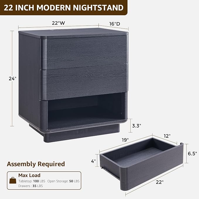 ACCOHOHO Nightstand Set of 2 - Image 2
