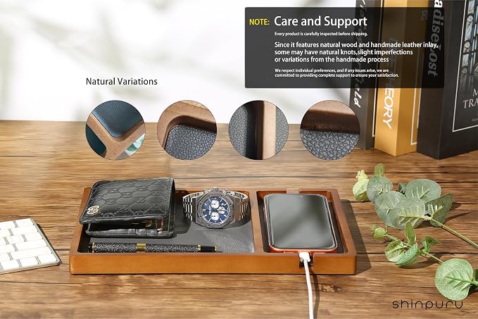 Shinpuru Wooden Valet Tray for Men, Nightstand Organizer - Image 4