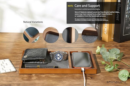 Shinpuru Wooden Valet Tray for Men, Nightstand Organizer - Image 4
