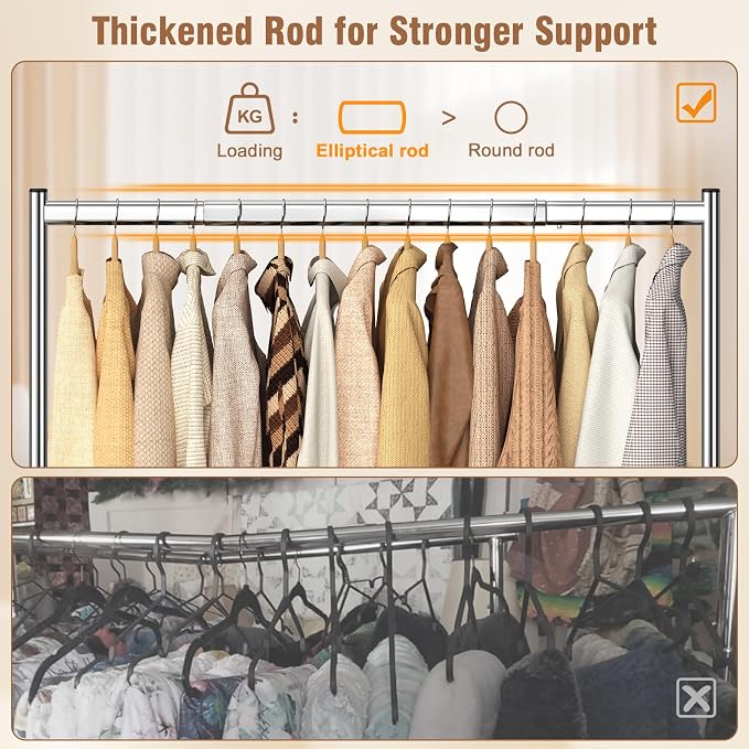 EAGMAK Heavy Duty Clothes Rack Load 420 LBS, 47.2" Long Rolling Garment Rack - Image 4