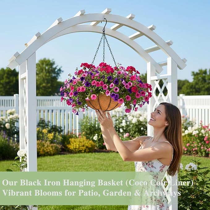 EIMQUVW Outdoor Metal Hanging Planters Basket Hanging Baskets - Image 7