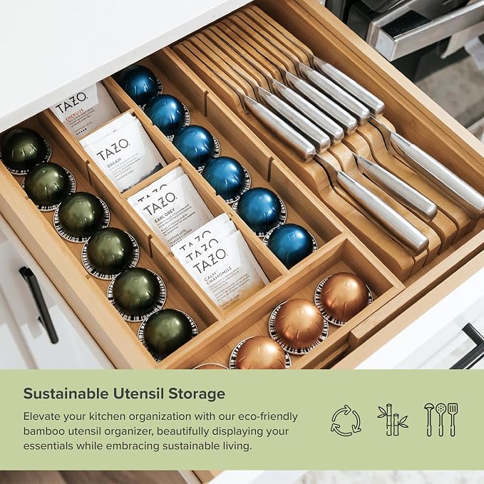 KitchenEdge Tea Bag and Coffee Pod Kitchen Drawer Organizer, Expandable 9.7 to - Image 5