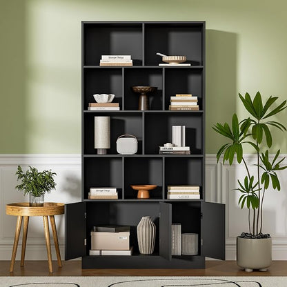 71" Tall Bookshelf with 10 Cubes and 3 Doors, 4-Tier Bookshelf, Open Shelf - Image 8