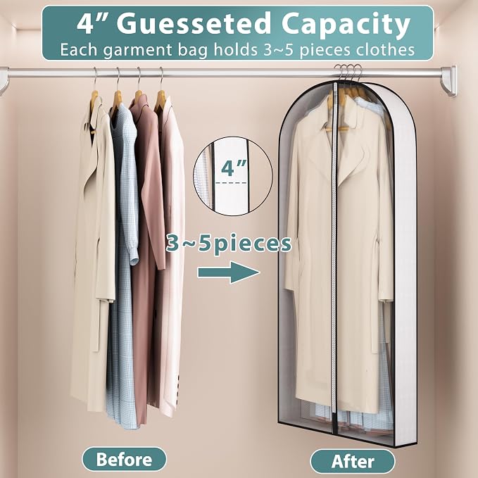 50” Garment Bags for Hanging Clothes 4” Gusseted - - Image 3