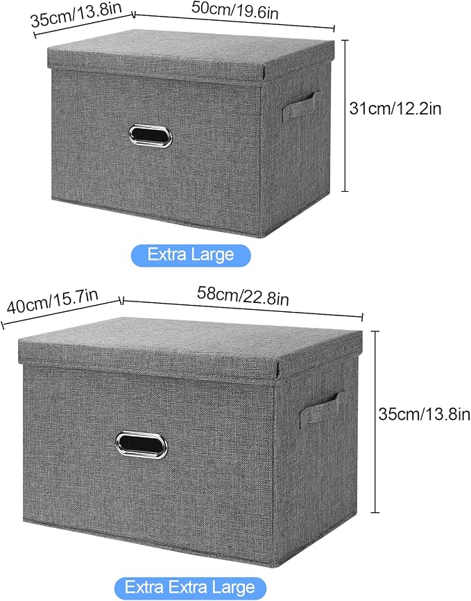 Large Linen Fabric Foldable Storage Bins - Image 7