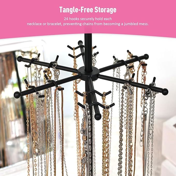 360 Rotating 2-Tier Jewelry Organizer Stand, Large Earring Holder Organizer - Image 4