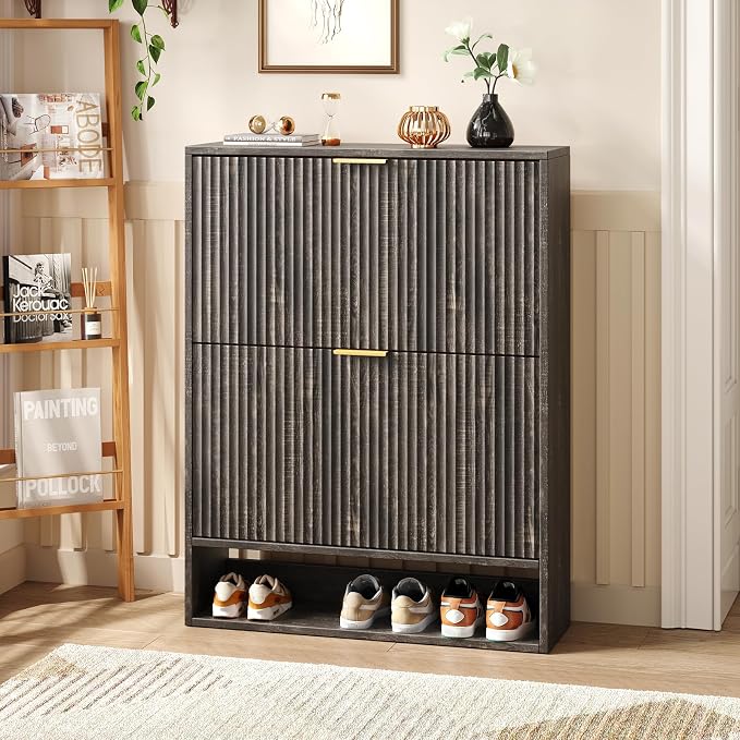 Hootata 31.5''W Black Shoe Storage Cabinet - Image 7