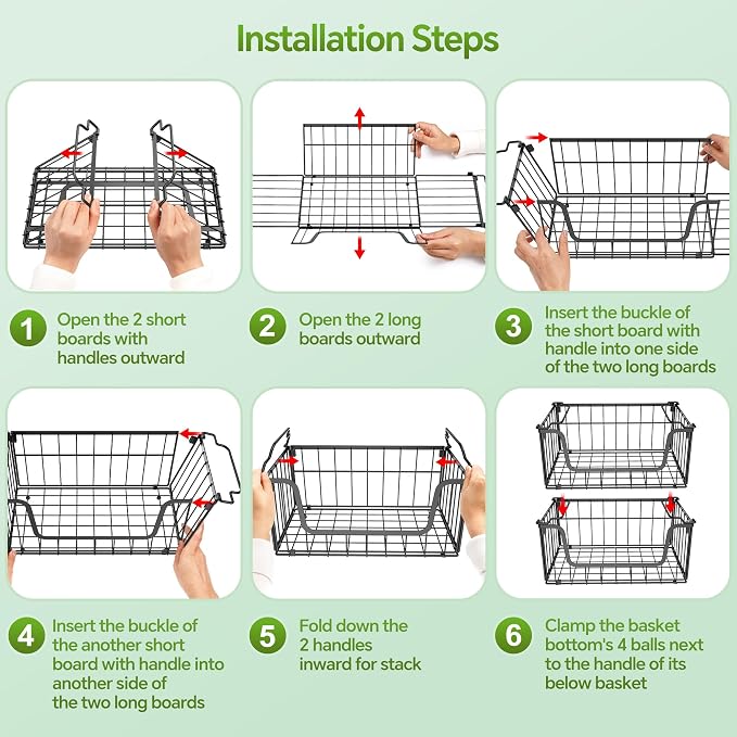 MSERCUOR 4 Pack Foldable Wire Basket - Image 8