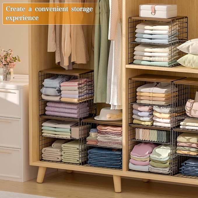 Huxitocan 4-Tier Stackable Closet Organizers and Storage Shelves, Closet - Image 5
