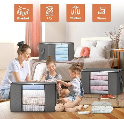 Budding Joy 90 L Large Storage Bags, 10 Pack Clothes Storage Bins Foldable - Image 4