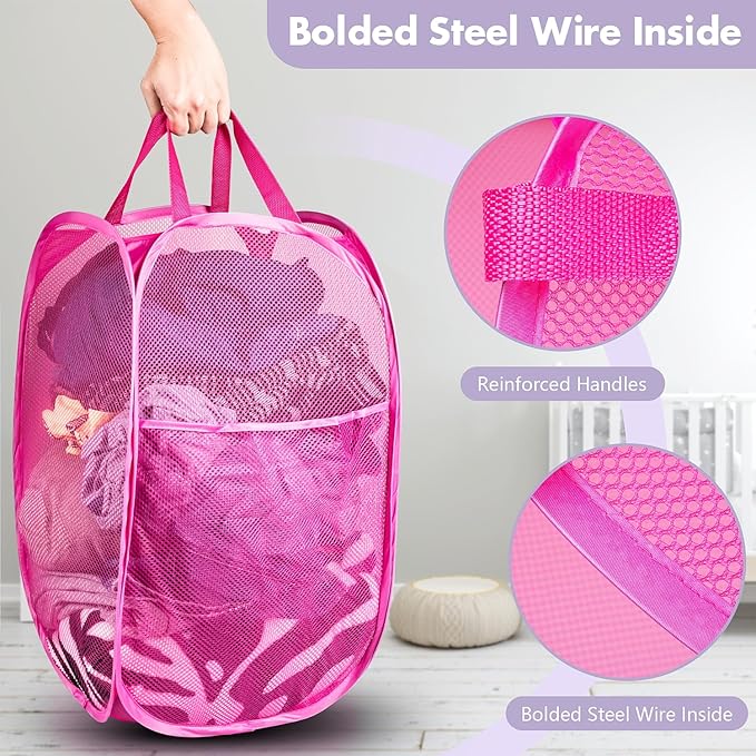 DUCOO Pop Up Laundry Hamper, 70L Collapsible Mesh Laundry Basket - Image 3