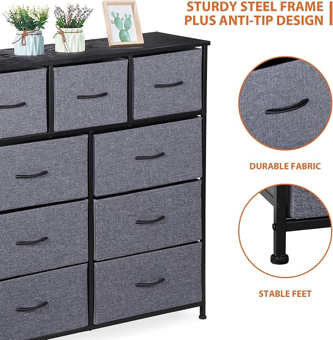 ZENY 9 Drawers Dresser, Fabric Storage Tower, Organizer Unit - Image 4