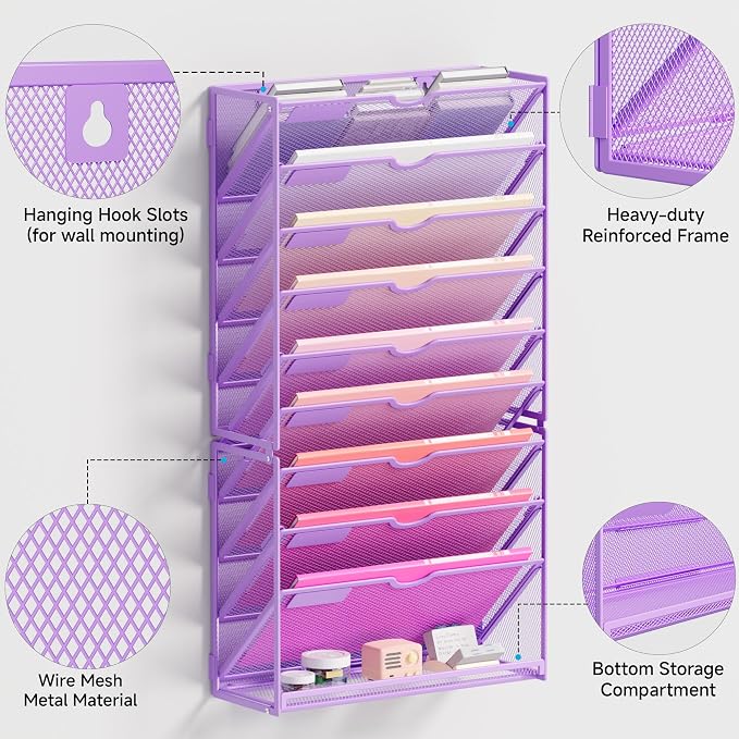 Lavatino Hanging Wall File Folders Organizer - Image 3