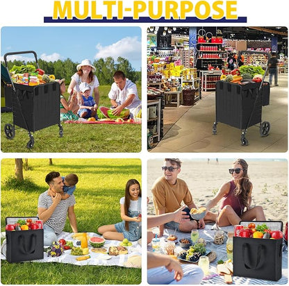 Shopping Cart for Groceries, Folding Utility Cart - Image 9