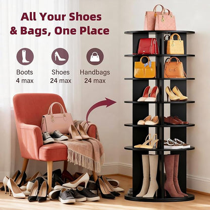 JUMMICO Rotating Shoe Rack Tower, 6-Tier Vertical Closet Storage Organizer - Image 4