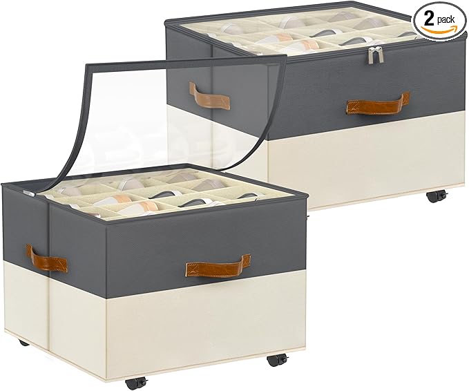 Shoe Organizer for Closet, 2 Pack Shoe Storage Organizer by Foyego