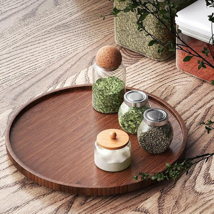 Lazy Susan Organizer for Kitchen, Bamboo Turntable for Cabinet, Large（Brown） - Image 2