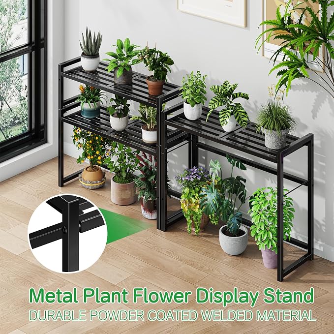 Ekisemio 3-Tier Metal Plant Stand, Heavy Duty Waterproof Indoor Outdoor - Image 3