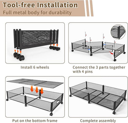 Under Bed Storage on Wheels, Upgraded 31.5 inch Large Rolling Under Bed Storage - Image 8