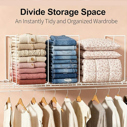 Wire Shelf Dividers for Closet: Clothes, Sweater Organizer, Vertical White - Image 3