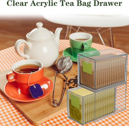 6 Pack Clear Acrylic Tea Bag Organizer Drawer, Stackable Tea Bag& Coffee - Image 5