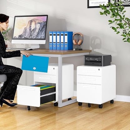 3 Drawer File Cabinet with Lock, Under Desk File Cabinet, Three Drawer Filing - Image 2