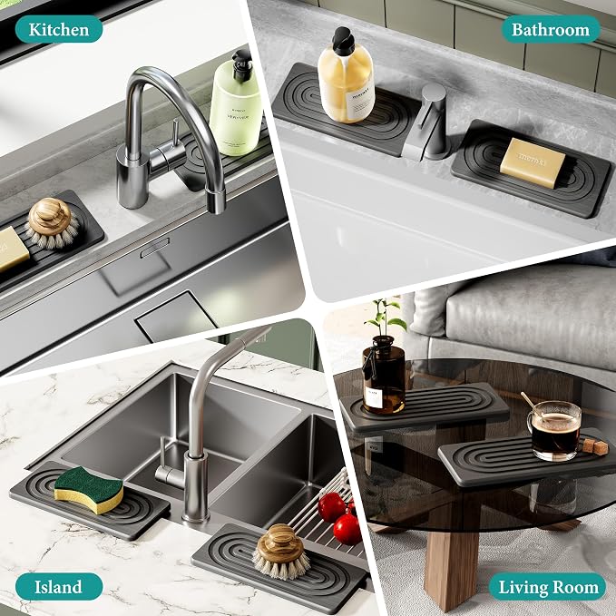 Water Absorbing Stone Tray for Sink, Quick Drying Diatomite Bathroom Tray - Image 7