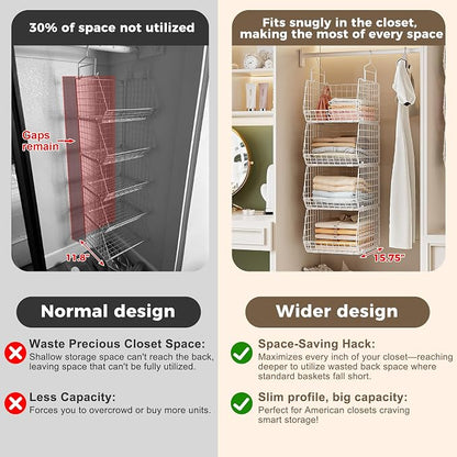 4" Extra Deeper Foldable Hanging Closet Organizer, Small Wire Cabinet Shelves - Image 4