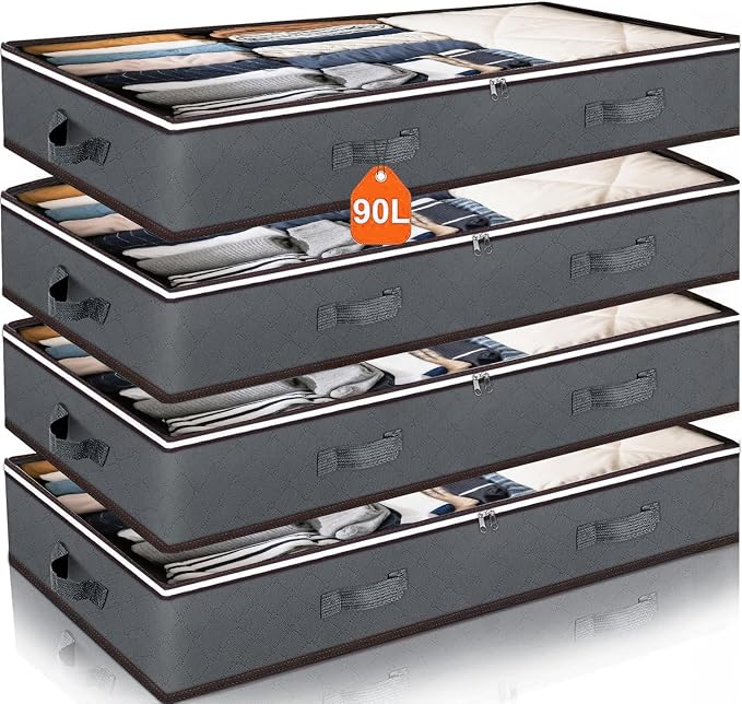 90L Under Bed Storage Containers, Closet Organizers and Storage Bins, Foldable by MoEnergy