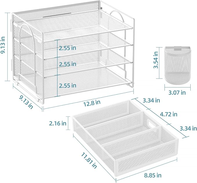 Marbrasse Desk Organizer and Accessories4-Tier Paper File Letter Tray - Image 6