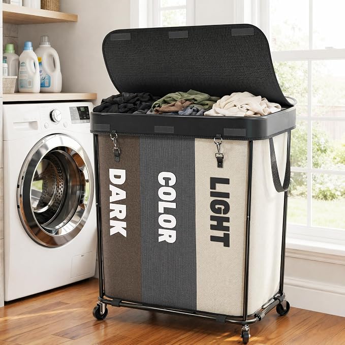 Laundry Sorter with Wheels 240L Rolling Laundry Cart, 3 Compartment Designed by Unknown
