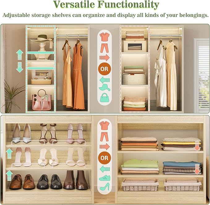 Besiost Closet System, 55.5"/4.6 FT Closet Organizer System - Image 5
