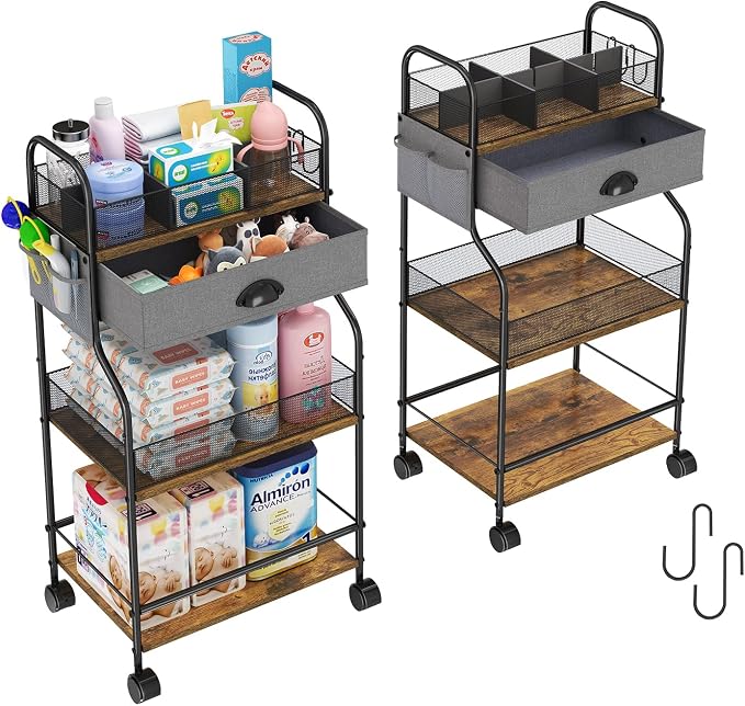 3-Tier Baby Diaper Caddy Cart Organizer - Image 9