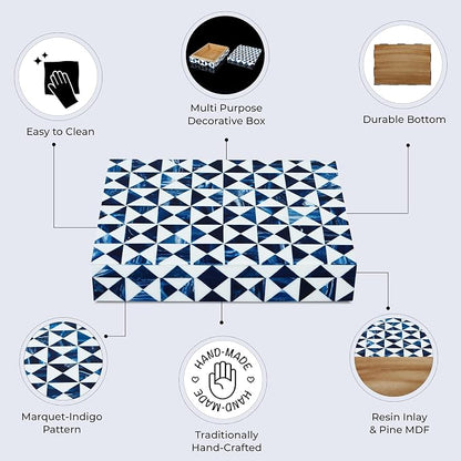 Handicrafts Home Blue and White Decorative Storage Box - Image 3