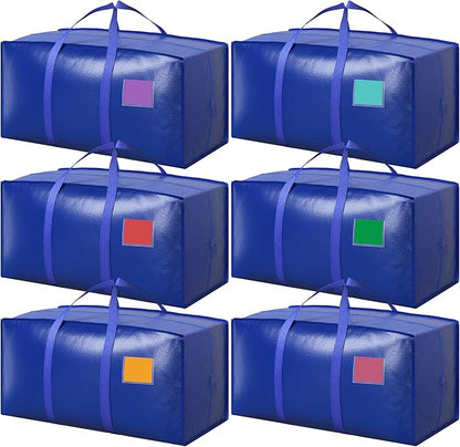 6 Pack Moving Bags with Full-Open Side Zipper, Extra Large 93L Heavy Duty by RMOHRO