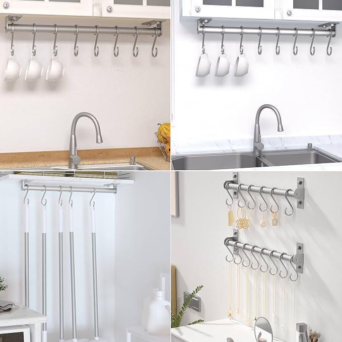 Dseap Kitchen Utensil Holder Hanger, Pot and Pan Rack Wall Mounted, Kitchen Rail - Image 8